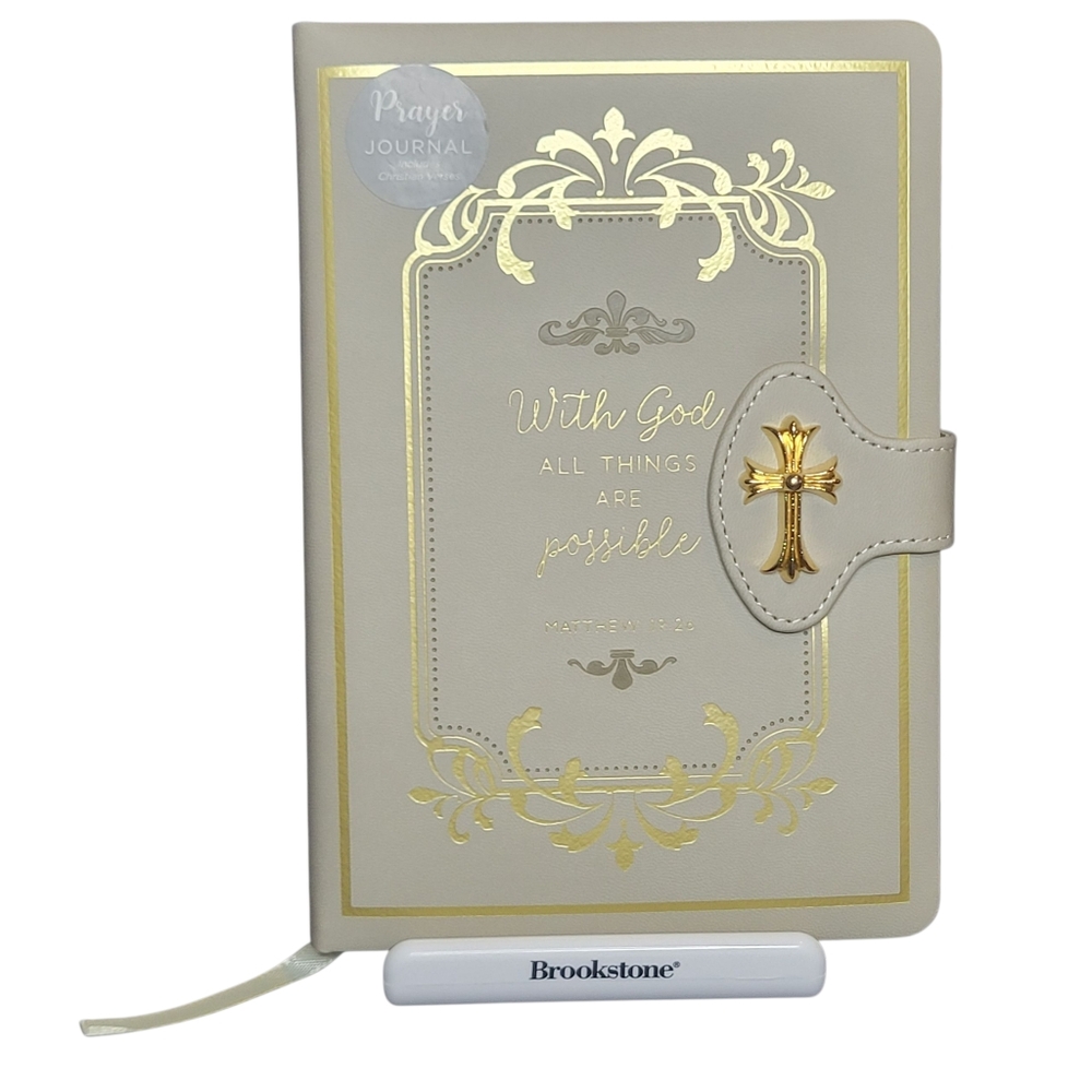 With God, All Things Are Possible. Journal with Gold Cross Clasp NEW